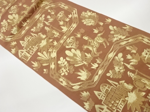 JAPANESE FUKURO OBI / WOVEN FLORAL PLANTS